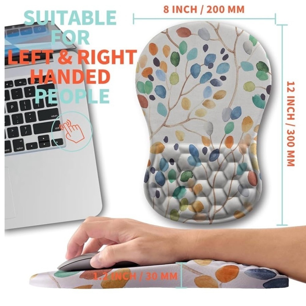 Ergonomic Mouse Pad Wrist Support with Gel Massage Bump Design, Colorful Forest - Picture 5 of 6